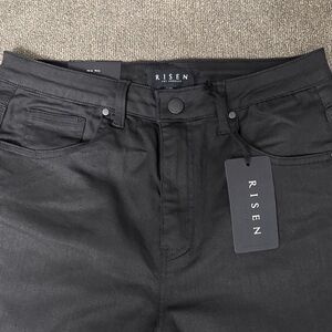 Risen coated Black Flare Jeans. NWT Size 11/30